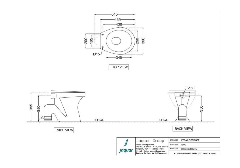 ESSCO EWS S-TRAP WITH PP NORMAL CLOSE SEAT COVER