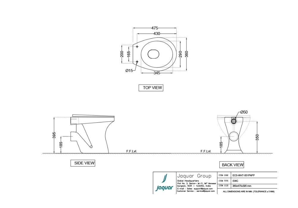 ESSCO EWC P-TRAP WITH PP NORMAL CLOSE SEAT COVER