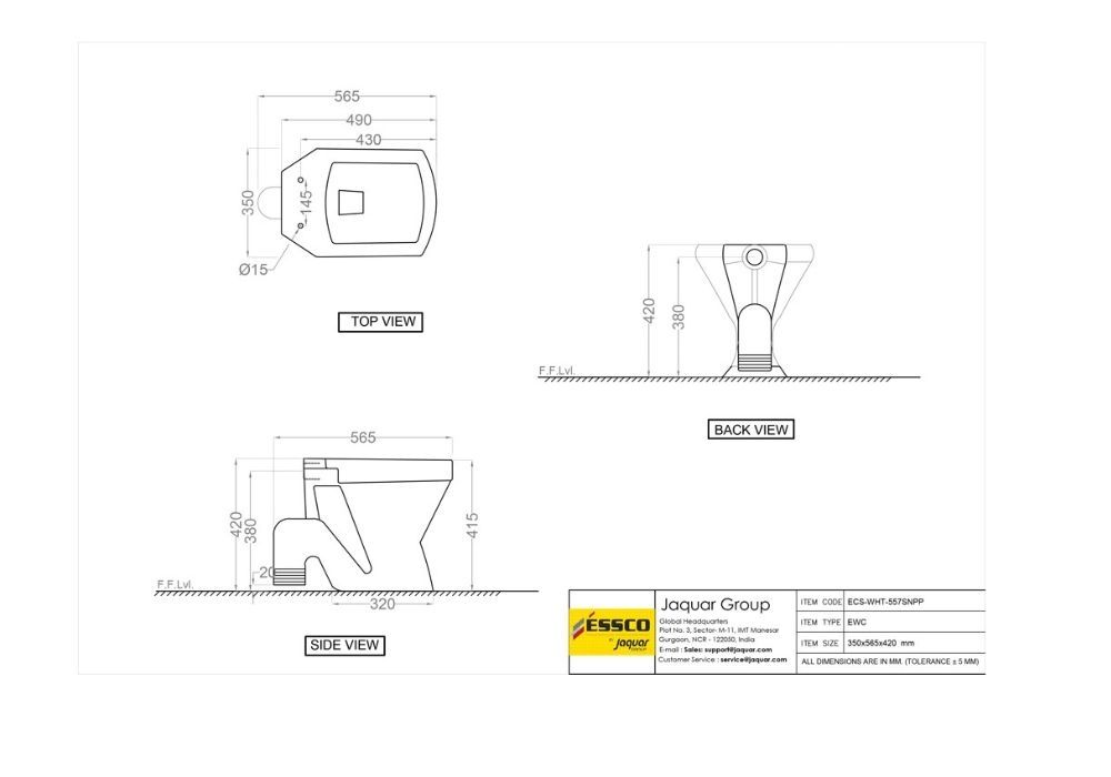 ESSCO EWC S-TRAP WITH PP NORMAL CLOSE SEAT COVER