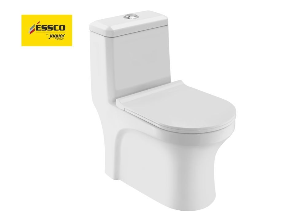 ESSCO SINGLE PIECE WC S-TRAP WITH PP SOFT CLOSE SLIM SEAT COVER 220MM