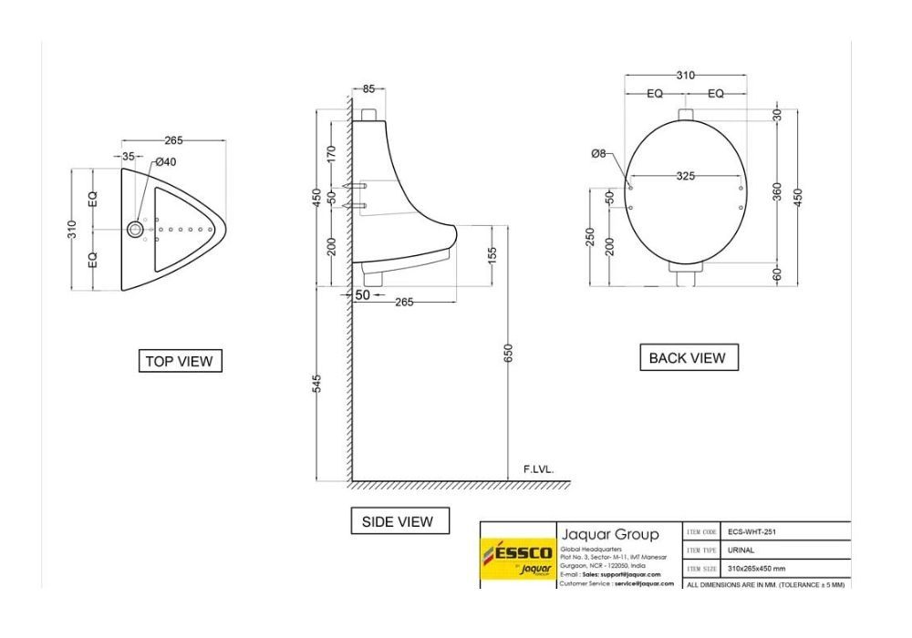 ESSCO URINAL WITH FIXING ACESSORIES ECS-WHT-251