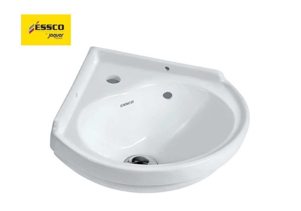 ESSCO WALL HUNG CORNER BASIN WITH FIXING ACCESSORIES