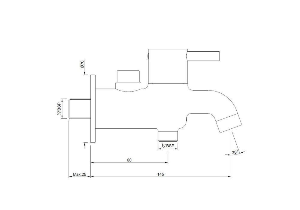 JAQUAR 2 WAY BIB COCK WITH WALL FLANGE