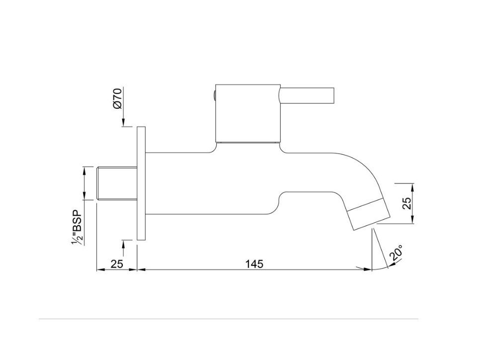 JAQUAR BIB COCK WITH WALL FLANGE