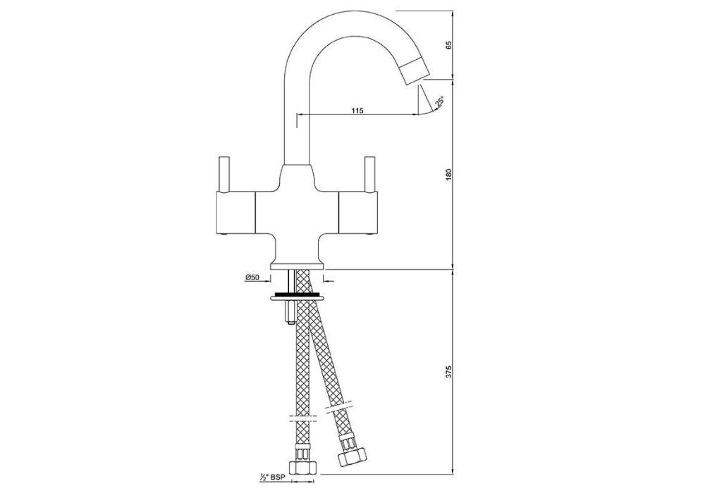 JAQUAR CENTRAL HOLE BASIN MIXER WITH REGULAR SPOUT