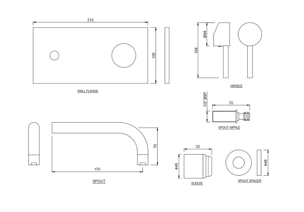 JAQUAR EXPOSED PART KIT OF SINGLE LEVER BASIN MIXER