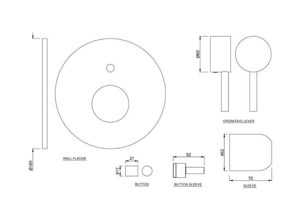 JAQUAR SINGLE LEVER EXPOSED PARTS KIT OF HI-FLOW DIVERTER 