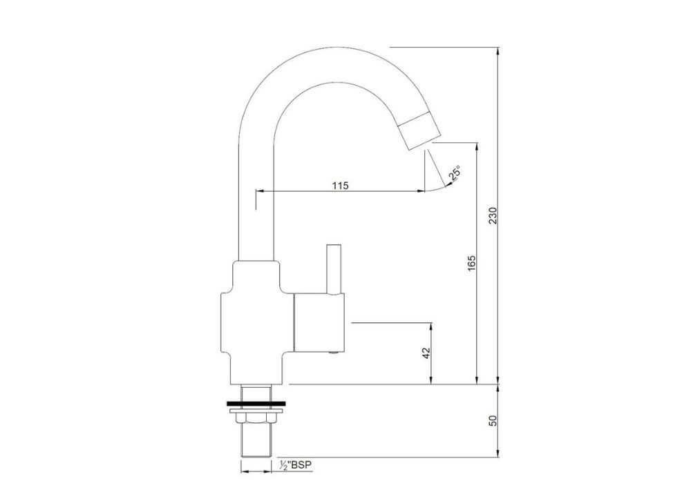 JAQUAR SINK COCK WITH REGULAR SWINGING SPOUT (TABLE MOUNTED MODEL)