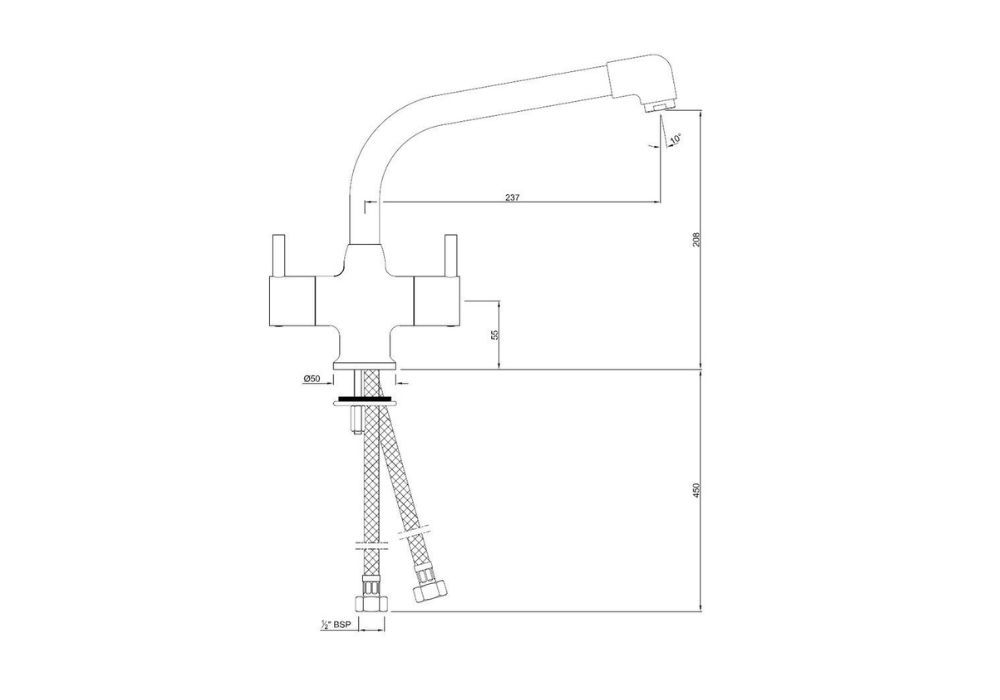 JAQUAR SINK MIXER, 1-HOLE WITH SWINGING EXTENDED SPOUT