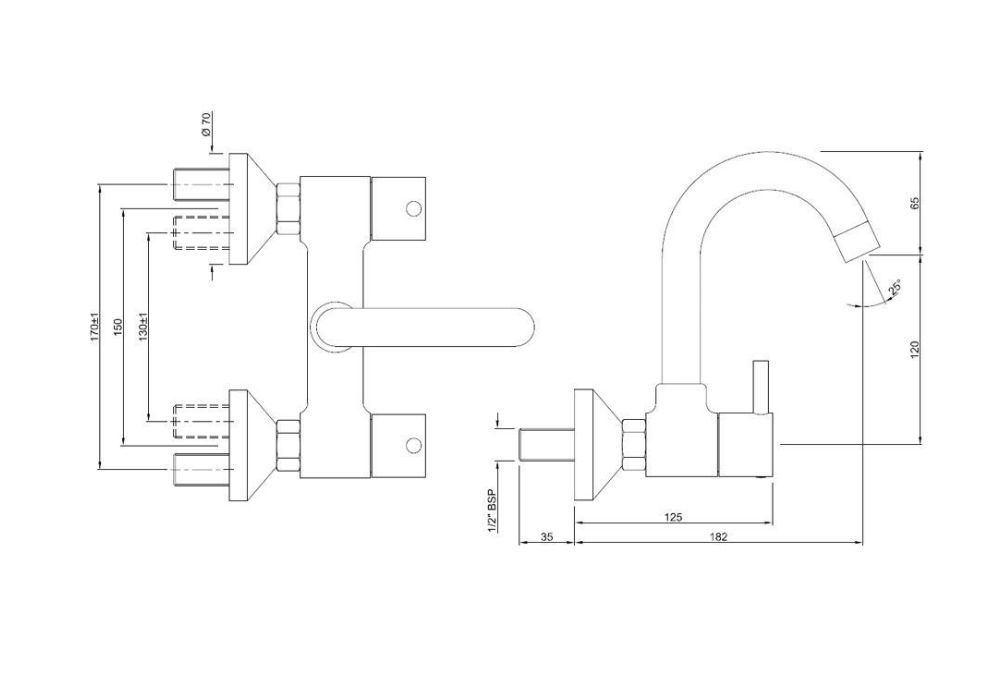 JAQUAR SINK MIXER WITH REGULAR SWINGING SPOUT