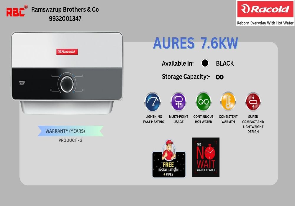 Racold Aures 7.6KW (INSTANT TANKLESS WATER HEATER)