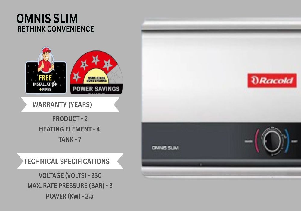 Racold Omnis Slim -25 Liters (HORIZONTAL)