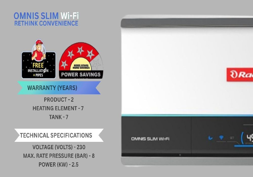 Racold Omnis Slim Wi-Fi -25 Liters ( HORIZONTAL)