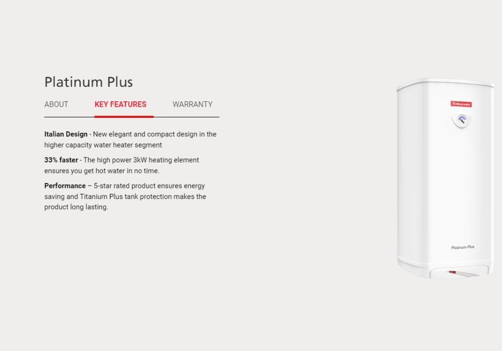 Racold Platinum Plus 100 Litre Vertical Water Heater