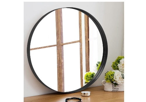 DEEP METAL FRAME CIRCULAR MIRROR BLACK